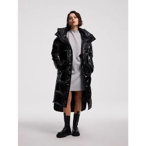 Maxi Shiny Puffer Jacket Duck Down Black - Medium